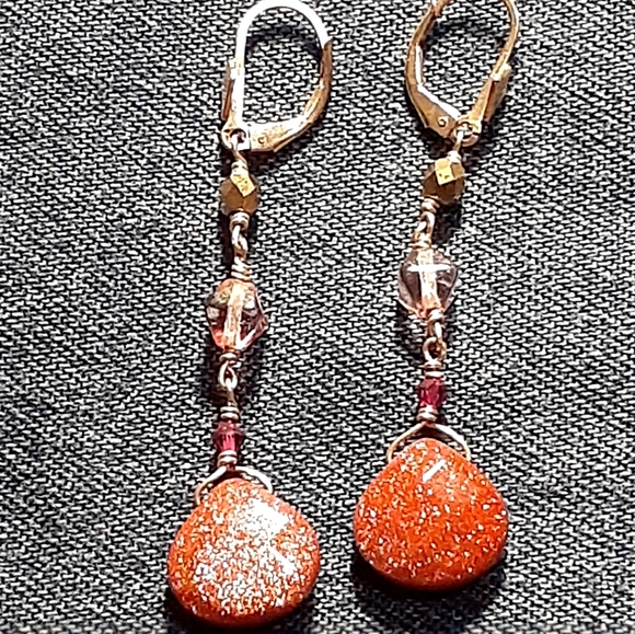 3 for $25- Persian Gold & Aventurine Drop Ear…